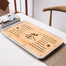 전통 원목 다도 차판 차 트레이 대나무 배수 물 저장 쿵후 세트 거실 커피 배수 보관, 43×26cm