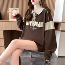 아메리칸 칼리지 컬러 터틀넥 스트랩 루즈 맨투맨 여성 패션에