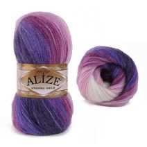마마니트 알리제 앙고라골드 털실 뜨개실, 2630 핑크퍼플혼합, 1개