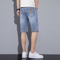 남자청바지 여름 얇은 반바지 트렌드 슬림 스트레이트핏 일자 스판 캐쥬얼 하프 팬츠 2022 오부바지