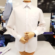 바찌 동아구미 남성 여름 긴소매 아사(다사란) 화이트 솔리드 레귤러핏셔츠