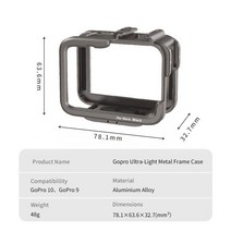 GoPro Hero 11 용 메탈 케이스 블랙 카메라 쉘 CNC 케이지 보호 하우징 프레임 11/10/9 초경량 프레임, Silver color, 01 Silver color