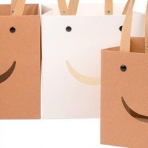 블루몬 포장 봉투 쇼핑백 접이식 사각 상자 스마일 선물 백 케이스 대 - 화이트