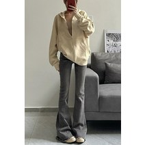 세미와이드 기모데님 로우라이즈 청바지 여자밴딩 블랙진 여성데님팬츠 나팔 10부 생지 고급 그레이