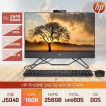 HP 240 ProOne G9 AIO 6K7Z4PA 24인치 인텔 엘더레이크 J5040 / 8GB/ SSD256GB 일체형 PC, J5040/16GB/SSD256GB/FreeDOS