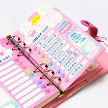 6공 다이어리 A6 속지 토끼 곰돌이 동물 예쁜 내지 레인보우 캐릭터 레빗 큐티 리필, C_레인보우모눈
