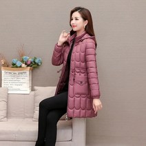 초경량 다운 코튼 후드 패딩 겨울 자켓 및 코트 여성용 방풍 파카 엄마 의류