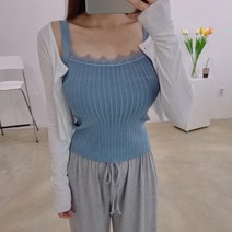 레이스 스퀘어넥 골지 슬림나시 4색