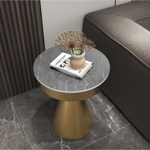 모던 럭셔리 사이드 테이블 호텔 거실 소파 대리석 작은원형 탁자 가정용 매장용, 03.골드+아르마니그레이(높이60폭50)