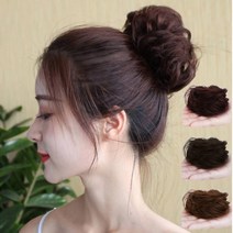 혼주가발 붙이는가발 올림 붙임 머리, 밝은갈색, 12cm, 1개