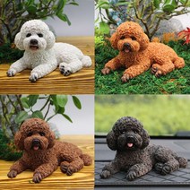 푸들 비숑 피규어 모형 인형 카페 자동차 인테리어 용품 + 귀여운 미니 푸들, 실버 푸들