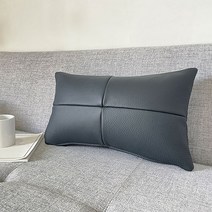 [조브라운] 천연 통가죽 십자 스티치 디자인 사각 쿠션, 초코