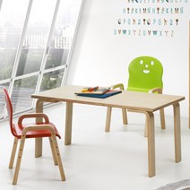 토리 원목 유아 신형의자 직사각 책상세트 2-7세, 유아 직사각 분홍 책상 / 신형의자 내추럴 2개