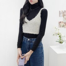 아이스크루 알파카 부클 크롭 니트 뷔스티에 조끼 - 2 colors
