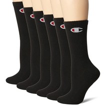 챔피온 Champion 여성용 더블 드라이 6켤레 팩 로고 크루 양말 블랙. 9 가성비 추천 미국직구, Black