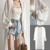 루즈핏 로브 롱가디건(M) (화이트) 비치로브 로브가디건 여름로브