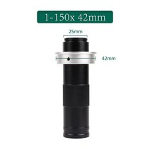 현미경 산업 실험실 비디오 카메라용 단안 줌 유리 렌즈 조절식 150X 180X C 마운트, [02] 150X-42mm