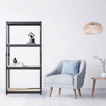 스피드랙 철제선반 조립식 앵글 4단 1000 x 700 x 2400, 블랙, 12mm 강화 MDF 보드