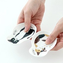도자기 로프티 캣 찬기 접시 일제 도도한 고양이 캐릭터 종지 그레이 옐로우 브라운 블랙