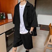 반팔 여름 블레이저 남자 아우터 7부 마이 자켓 남성 오피스룩 가을 시원한 오버핏 하객룩 정장