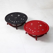 박씨상방 1.1 원형 자개나비 앵두반 찻상D 33센티, 검정
