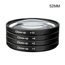 4PCS 매크로 클로즈업 필터 액세서리 세트+1 +2 +4 +10 렌즈 필터 파우치, 52mm