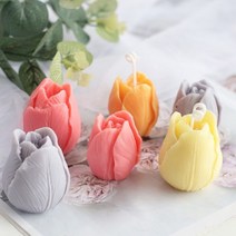 3D 튤립 촛불 금형 수제 DIY 꽃 비누 실리콘 금형 초콜릿 케이크 금형 실리콘 금형 비누 양식 비누 만들기, 01 S 4.3x3.5cm