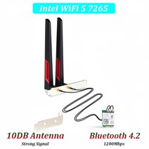 10DBi 안테나 M.2 데스크탑 키트 인텔 와이파이 6E AX210 와이파이 6 AX200 7265NGW 무선 카드 블루투스 2, 03 AC7265 Desktop kit