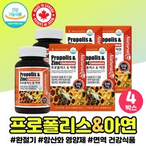 프로폴리스 아연 활성산소 중년 여성 어머니 엄마 폴라폴리스 캐나다 직수입 직구 플라보노이드 아버지 PROPOLIS 면역 환절기 할머니 할아버지 아빠 선물 청소년 성분 영양제 보조제, 프로폴리스아연 x4통