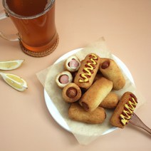 남녀노소 누구나 맛있게! 영양만점 쫄깃쫄깃한 찹쌀로 만든 포크비엔나찹쌀빅도그~ 맛있는 건강한 웰빙간식 술안주 에어프라이어 야식 쫀도그 핫도그 반제20입 완제10입