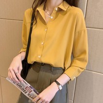 패스타임 여자 고급진 카라넥 블라우스 정장 셔츠 오버핏 긴팔 오피스룩 하객룩