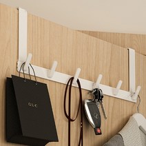 GSTUFF 무타공 다용도 공간활용 문걸이 도어 행거, 6후크 (대), 화이트