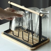 라온텐 우드 컵꽂이 컵걸이 거치대, black