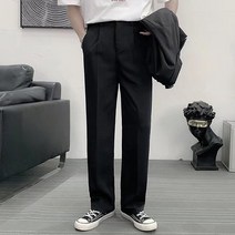 이유까까 남성용 와이드 허리밴딩 융기모 슬랙스