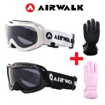 [에어워크] AW-505 블랙 보드 스키고글+스키장갑세트, 색상:화이트+HIS116 핑크L