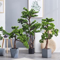 인조 소나무 조경용 분재 조화 소품 매장 인테리어, 55cm 웰컴 파인  흑자 분지