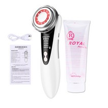 얼굴리프팅마사지기 RF EMS 뷰티 기기 소닉 이온 LED 광자 안티 에이징 피부 회춘 얼굴 리프팅 젤 강화 도구, 1.White with gel
