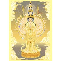 관세음 보살 족자 그림 천수천안 관음보살 불상화 수정거상 권축괘화 인화지 소봉 불당화, 6인치크리스탈(10x15CM)