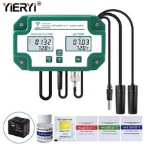 가정용 업소용 염도 측정기 염도계 새로운 스마트 수질 관리 미터 ph tds ec s.g. 어댑터 플러그가 있는 temp wifi app 수족관 테스터 atc 온라인 9, 1-우리 플러그 파우더