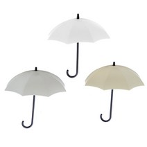 귀여운 우산 벽걸이 키 걸이 가방 3 개 브러시 가정부 벽 정리 주방 욕실 홈 스토리지, whitegraybeige