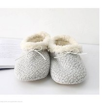 1+1 투톤니트 겨울 털 실내화 (아이보리) 보카시 거실 슬리퍼