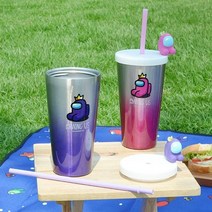 어몽어스 피규어 400ml 아이스 스텐 텀블러 보틀 물병 어몽어스 어몽 주니어 어린이선물 어몽어스스텐컵 스텐컵 스테인리스 텀블러 보틀 스텐 스텐텀블러 어 lkkds::, 퍼플