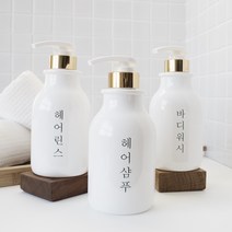 홈스토킹 세로글 한글라벨 욕실 디스펜서 샴푸통 핸드워시 주방세제 소분용기 펌프공병 욕실용품, 1개, 투명 골드 /바디워시