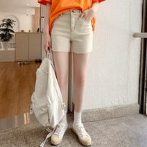 티데일리 크림치즈 컷팅 숏 팬츠 여성용 왕 스판 슬릿 반바지