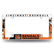 Rico Industries NFL 필라델피아 이글스 프라이머리 30.5 x 15.2cm(12 x 6인치) 크롬 전체 자동차 번호판 프레임 자동차/트럭/SUV용, Cincinnati Bengals, Primary