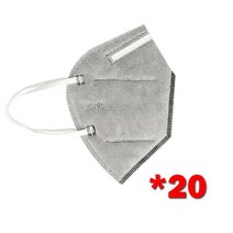 FFP2 페이스 마스크 KN95 5 겹 방진 필터 통기성 FfP3 보호 입 재사용 능 10010, 20 Pcs Gray