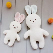 2023 토끼띠 오가닉 테리 아기토끼 애착인형 만들기 태교바느질 DIY (색상 크기 선택) (흰실1 갈색실1 봉제용구3종 포함), 브라운 스트라이프, 미디엄