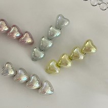 오로라 AB 통통 볼륨 하트 하이틴 러블리 옆머리 실버 악어핀 집게핀 헤어핀