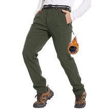NATUVENIX 남성용 하이킹 팬츠 플리스 안감 방수 겨울 스노우 스키 팬츠 남성용 소프트쉘 야외 낚시용, Military Green (Belt Included)