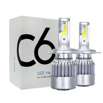 C6 LED 헤드라이트 (H7 H4 H1 6000K) 자동차 전조등 (좌우 1세트), H7